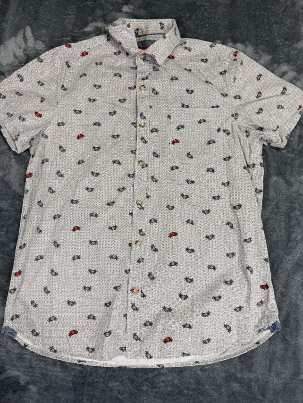 Bruno Milano Mens White Crab Print Short Sleeve Button-Up Shirt S